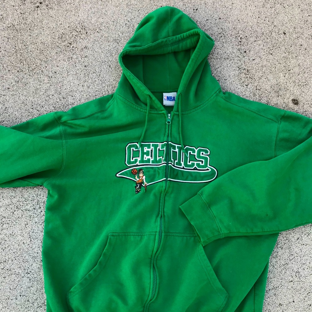 Vintage Green Celtics Zip Up Hoodie